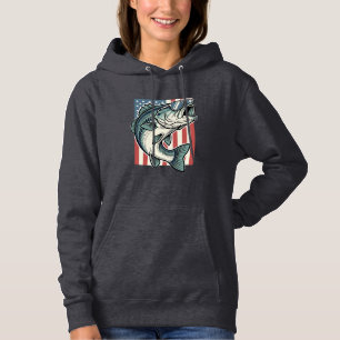 Camiseta Óculos de Sol de Pesca de Bass Patrióticos Vetor V