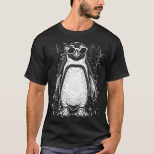 Camiseta Óculos de Sol de Pinguim Engraçados Retro Vintage