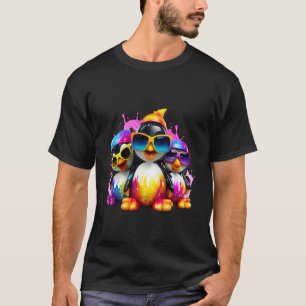 Camiseta Óculos de Sol de Pinguins Legais Salpico de Tinta