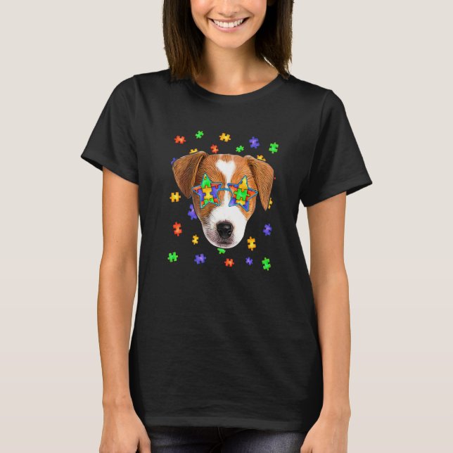 Camiseta Óculos de sol de puzzle de cão Terrier Jack Russel (Frente)