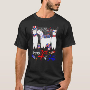 Camiseta Óculos de sol de três lhamas da bandeira americana