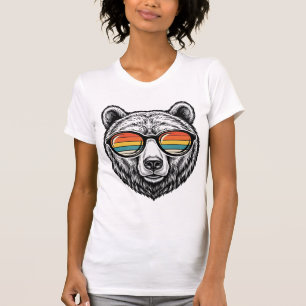 Camiseta Óculos de Sol de Urso Vintage Design Gráfico Vetor