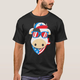 Camiseta Óculos de Sol de Vaca 4 de Julho Dia da Independên