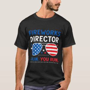 Camiseta Óculos de Sol Diretor de Fogos de Artifício Run Ru