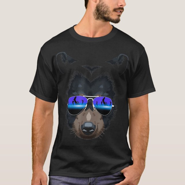 Camiseta Óculos de sol DJ Bear Grizzly (Frente)