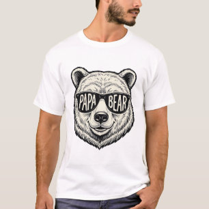 Camiseta Óculos de sol do Papai Urso Cabeça de Urso Design