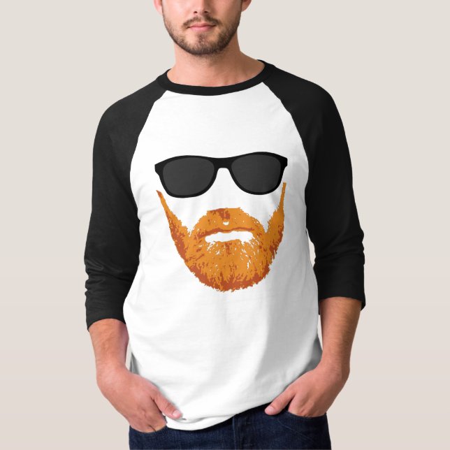 Camiseta Óculos de sol e barba principal vermelha (Frente)