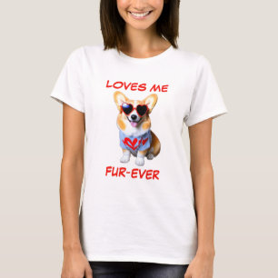 Camiseta Óculos de sol em forma de coração, Tan Welsh Corgi