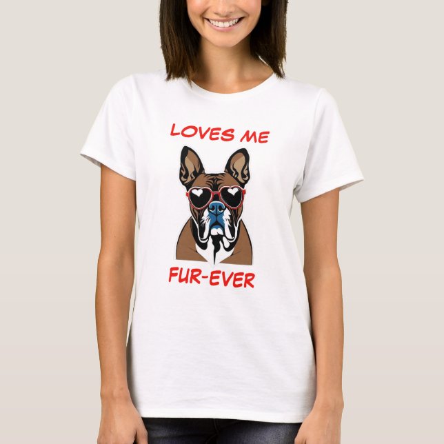 Camiseta Óculos de sol em forma de coração, vermelho-boxer (Frente)
