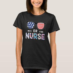 Camiseta Óculos de Sol Enfermeira Americana Vida Enfermagem