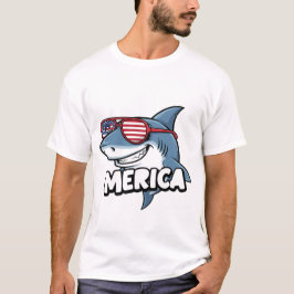 Camiseta Óculos de sol engraçados da bandeira dos EUA Shark