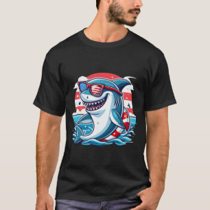 Camiseta Óculos de sol engraçados da bandeira dos EUA Tubar