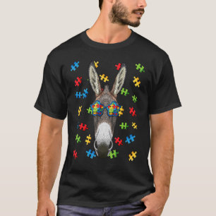 Camiseta Óculos de Sol Enigma Burro Conscientização do Auti