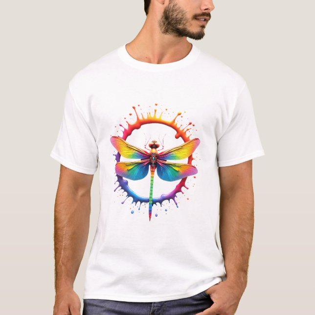 Camiseta Óculos de Sol Estilo Tie Dye com Ilustração de Lib (Frente)