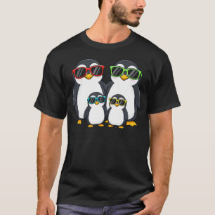 Camiseta Óculos de Sol Família de Pinguim Amante de Aves Aq