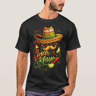 Camiseta Óculos de Sol Feliz Cinco De Mayo com Bigode