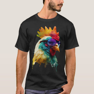 Camiseta óculos de sol frango frango férias fãs de frango p