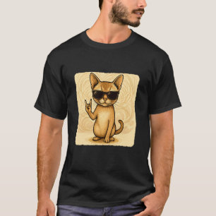 Camiseta Óculos de Sol Gato de Singapura Música Rock Divert