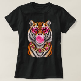 Camiseta Óculos de Sol Glam Tiger Rugido Leopardo Divertido