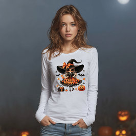 Camiseta Óculos de Sol Glam Witch & Morcegos Halloween
