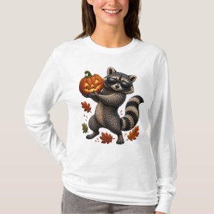 Camiseta Óculos de Sol Guaxinim de Halloween Bordado de Abó