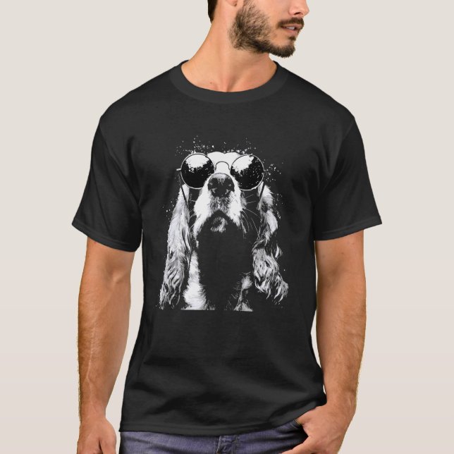 Camiseta Óculos de Sol Hipster Estilo Grunge para Cocker Sp (Frente)