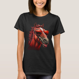 Camiseta Óculos de Sol Humorísticos Cavalos Principais