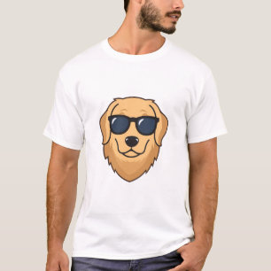 Camiseta Óculos de Sol Legais do Golden Retriever Logo - Cã