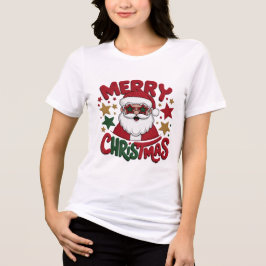 Camiseta Óculos de sol legais do Papai Noel Hipster Rosto R