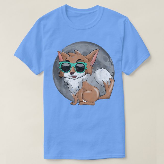 Camiseta Óculos de sol legal Amante de os animais de lua ch (Frente do Design)