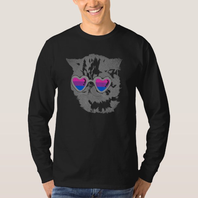 Camiseta Óculos de sol Legal para gatos bissexuais Bi Prior (Frente)