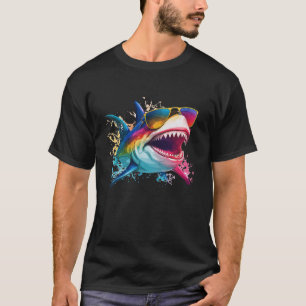 Camiseta Óculos de sol legal vestindo tubarões