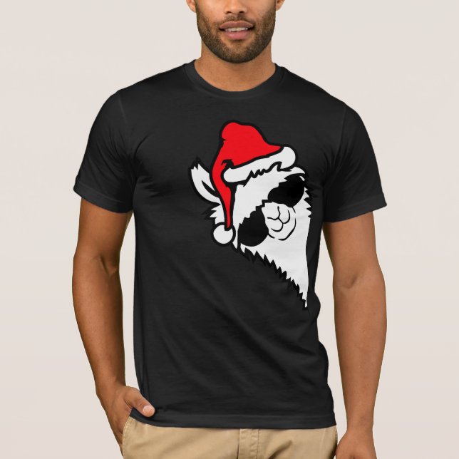 Camiseta Óculos de Sol Llama Cool Chapéu de Papai Noel Perf (Frente)