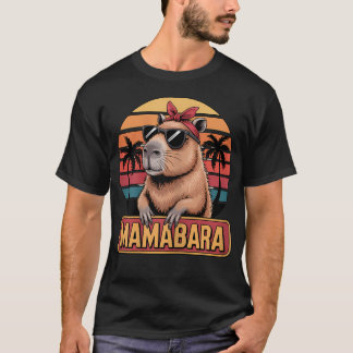 Camiseta Óculos de Sol Mamabara Capybara Divertidos Retrô A