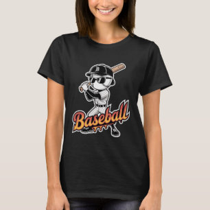 Camiseta Óculos de sol mascote de beisebol legal com texto