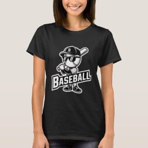 Camiseta Óculos de sol mascote de beisebol legal com texto
