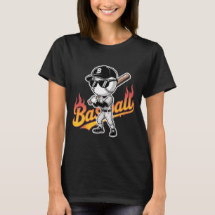 Camiseta Óculos de sol mascote de beisebol legal com texto