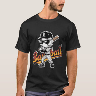 Camiseta Óculos de sol mascote de beisebol legal garotos