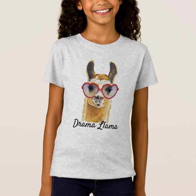 Camiseta Óculos de sol Meme do coração do lama do drama (Frente)