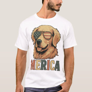 Camiseta Óculos de Sol 'Merica do Golden Retriever