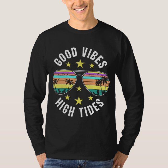 Camiseta Óculos de sol na moda com boas vibrações (Frente)
