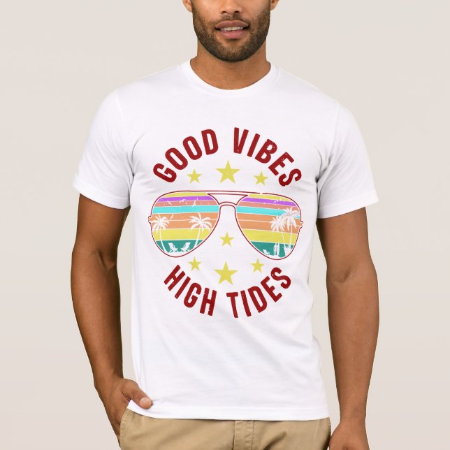 Camiseta Óculos de sol na moda com boas vibrações (Frente)