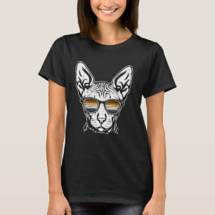 Camiseta Óculos de Sol Orgulho do Urso de Gato Sphynx Retro