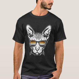 Camiseta Óculos de Sol Orgulho do Urso de Gato Sphynx Retro