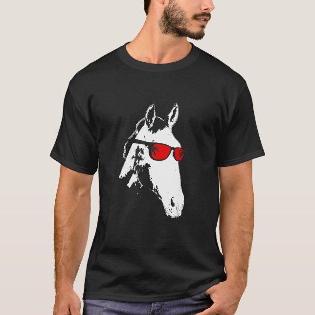 Camiseta Óculos de sol para cavalos férias primitivas monta (Frente)