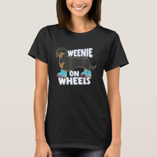 Camiseta Óculos de Sol Patins de Roda Dachshund Sobre Rodas