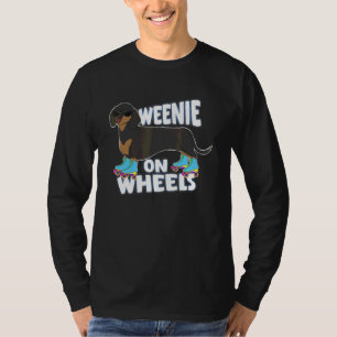 Camiseta Óculos de Sol Patins de Roda Dachshund Sobre Rodas