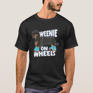 Camiseta Óculos de Sol Patins de Roda Dachshund Sobre Rodas