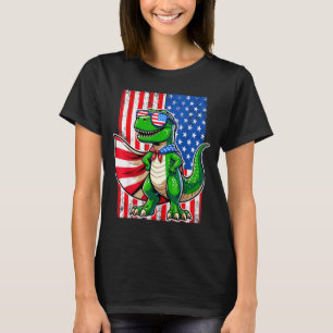 Camiseta Óculos de sol Patriótico Dinossauro T-Rex Bandeira