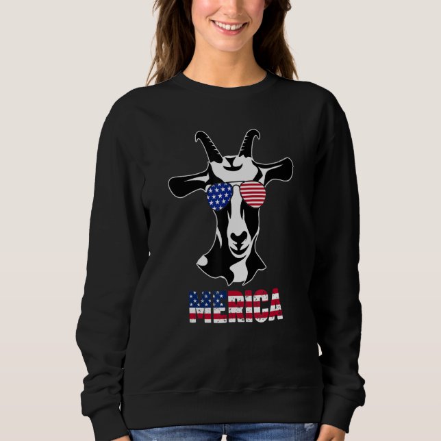 Camiseta Óculos de sol Patriótico Merica Orgulho Bode Bande (Frente)
